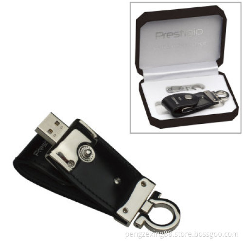 Leather Flash Drive with USB 2.0 Interface, Available in Various Capacities, Supports USB 1.1/2.0 Interfaces